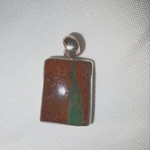 Brown and Green Chrysoprase Stone Pendant